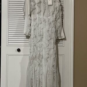 MARBLE White Long Sleeve Polka Dot Dress